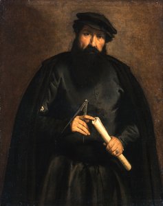 Portrait of a Man with Compasses and a Roll of Paper by Lorenzo Lotto