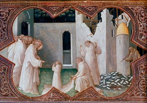 Altarpiece of the Coronation of the Virgin: Saint Benedict of Nursie Resurrecting a Monk by Lorenzo Monaco