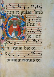 Illuminated initial with the figure of San Girolamo, for choir book 5 of Santa Maria degli Angeli