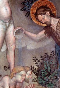 Saint John the Baptist baptizing the crowds in the Jordan River (detail) by Lorenzo Salimbeni