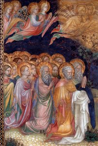 The baptism of Jesus by Saint John the Baptist baptizing Jesus (Detail) Fresco by Lorenzo