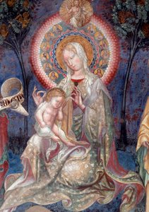 Virgin and Child with Saint John the Baptist and Saint James the Apostle (detail)