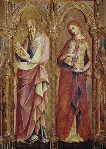 Saint John the Evangelist and Saint Mary Magdalene (detail) of the polyptych of the Annunciation by Lorenzo Veneziano