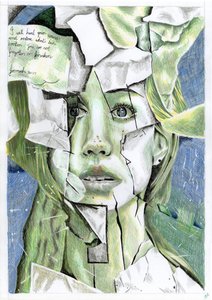 Fragmented Green Portrait by Loretta Van Der Westhuizen