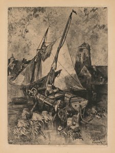 Fishing Boats, Normandy by Louis Adolphe Hervier