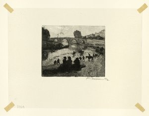 The Horse Pond at the Pont Marie, plate ten from Along the Seine and the Boulevards by Louis Auguste Lepère