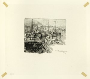 Villette Dock, plate five from Along the Seine and the Boulevards by Louis Auguste Lepère