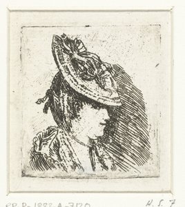 Head Study of a Young Woman with a Hat by Louis Bernard Coclers