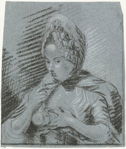 Young Mother Feeding Her Child with a Bottle by Louis Bernard Coclers