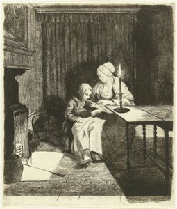 Mother Teaching Her Son