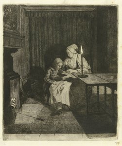 Mother Teaching Her Son