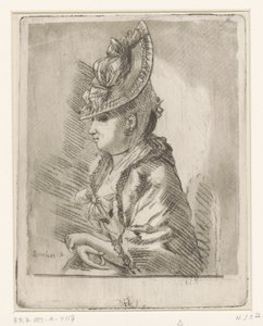 Portrait of a Young Lady with Hat in Profile to the Left by Louis Bernard Coclers