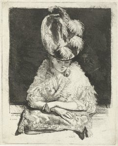 Portrait of a Young Woman with Hat Looking Out the Window by Louis Bernard Coclers