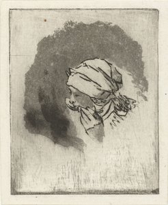 Study Sheet with the Head of a Girl Eating in Profile to the Left by Louis Bernard Coclers