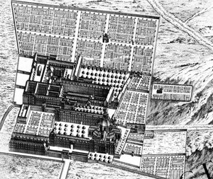 The Hospital of La Salpêtrière, detail from the Plan of Paris, known as the Plan de Turgot, engraved by Claude Lucas (detail)