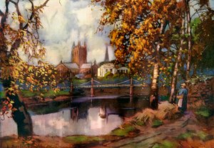 Hereford Cathedral, from the River Walk, Herefordshire