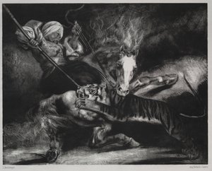 An Attack by a Tiger by Louis Candide Boulanger