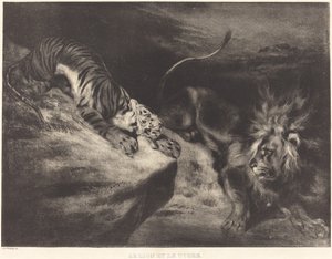The Lion and the Tiger by Louis Candide Boulanger after Eugène Delacroix