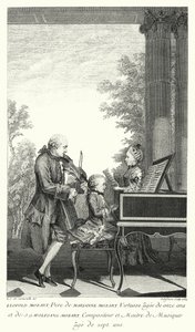 Leopold Mozart playing music with his daughter Marianne and son Wolfgang (engraving) by Louis Carrogis (after) Carmontelle