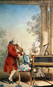 Leopold Mozart and His Two Children, Wolfgang Amadeus and Maria-Anna, Known as Nannerl