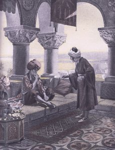 The three rings, illustration from Decameron of Boccaccio by Louis Chalon