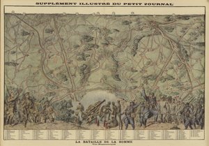 Panoramic view of the battlefield of the Somme, France, World War I by Louis Charles (after) Bombled