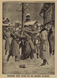 Russian prisoner of war mutilated by German officers, World War I