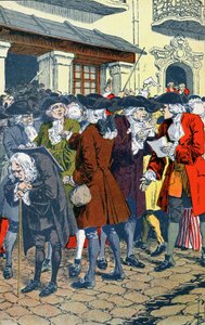 Crowd in front of Law Bank by Louis Charles Bombled