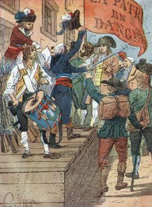 French Revolution wars: voluntary enlistments after the defeats of France in the war between revolutionary France and counter-revolutionary monarchies, the French assembly proclaims the Danger to the Homeland, 22nd July 1792) Illustration by Louis Charles by Louis Charles Bombled