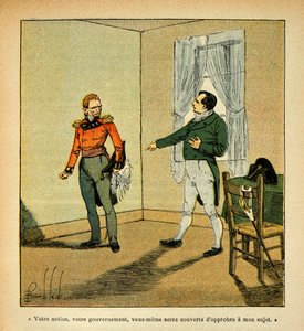 Illustration from the book The Memorial of Saint Helene by Count Emmanuel de Las Cases: Emperor Napoleon blames Governor Hudson Lowe for his behavior towards him