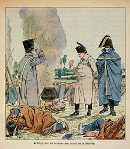 Illustration from the book The Memorial of Saint Helene by Count Emmanuel de Las Cases: Napoleon during a bivouac eats the bread of soldiers by Louis Charles Bombled
