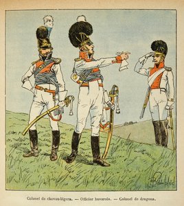 Bavarian Military: Colonel of Light Horses; Bavarian Officer; Colonel of Dragons by Louis Charles Bombled