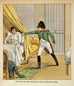 Illustration by Bombled Louis (1862-1927) from the book "The Memorial of Saint Helene" by Count Emmanuel de Las Cases (1766-1842): Napoleon awakens Las Cases in bed at St. Helene, Private Collection by Louis Charles Bombled