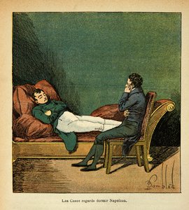 Las Cases looks at Napoleon sleeping by Louis Charles Bombled