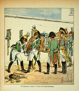 Emperor Napoleon Inspects the School of Saint Germain by Louis Charles Bombled