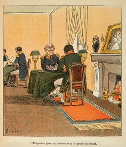 Napoleon and Grand Marechal Henri Gatien Bertrand playing chess in August 1816 at Ste Helene (Illustration of Bombled Louis from the book “The Memorial of Saint Helene” by Count Emmanuel de Las Cases) by Louis Charles Bombled
