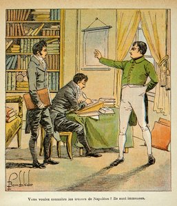 Illustration from the book The Memorial of Saint Helene by Count Emmanuel de Las Cases: Napoleon dictates his memorials to Las Cases by Louis Charles Bombled