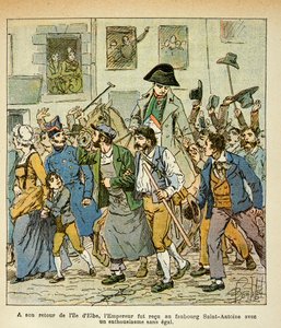On his return from Elba, the Emperor was received in the faubourg Saint Antoine with unequalled enthusiasm (Illustration from 