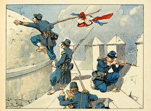 Illustration taken from the book The Heroes of the Century, anecdotal recits by Dick de Lonlay and illustrated by Louis Bombled