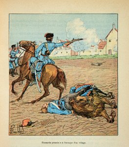 The Army of the Loire: Prussian Hussars Attacked a Village in October 1870 by Louis Charles Bombled