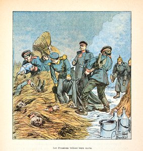 The Army of the Loire by Eugene Sergent, Illustrated by Louis Bombled: Prussians Burn Their Dead During the War of 1870, Private Collection