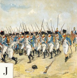 Letter J: Young Guard, "I Will Be a Soldier" - Military Alphabet by Louis Charles Bombled