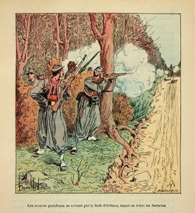 War of Orleans, the Pontifical Zouaves withdrew through the forest of Orleans holding the Bavarians in chess by Louis Charles Bombled