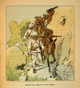 The War in Madagascar: Mountain Artillery on the Andriba Road to Madagascar in 1895, Private Collection by Louis Charles Bombled