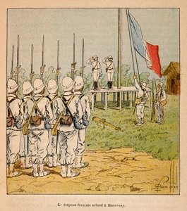 The French Flag Floats at Marovoay in 1895 by Louis Charles Bombled
