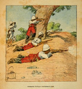 The War in Madagascar: Hunters of Africa fighting on foot in Madagascar in 1895 by Louis Charles Bombled