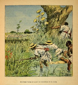 The War in Madagascar: Hovas Tirailleurs Attacking the Military Building a Road in 1895 by Louis Charles Bombled