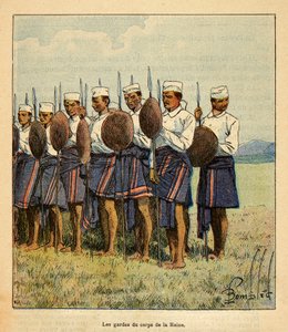 The War in Madagascar - Anecdotal History of the French Expeditions of 1885-1895 by Henri Galli, Illustrated by Louis Bombled: Guards of the Queen Ranavalona, Private Collection by Louis Charles Bombled