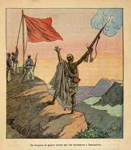 The Malagasy Red War Flag Planted on the Tananarive Mountains by Louis Charles Bombled