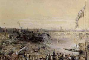 The Thames from Hungerford Market by Louis Desire Thienon